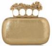 亚历山大·麦昆Alexander McQueen new Box knuckle-duster leather clutch 金色连指式皮手包
