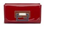 芬迪2011新款鲜红色皮革翻盖款女士手拿包晚宴包晚装包