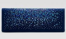 古驰-Broadway- 蓝色真丝缎镶水晶翻盖式折叠手包