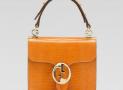 古驰-Gucci 1973- 橘色蜥蜴皮小号手提翻盖包，配双G 细节