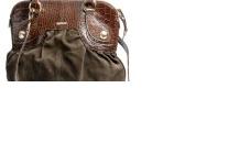 麦丝玛拉深褐色混合皮革手提包