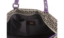 芬迪logo印花紫色皮带装饰购物包