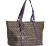 芬迪logo印花紫色皮带装饰购物包