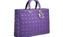 迪奥LADY DIOR紫色皮革购物袋