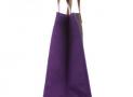 芬迪春夏新款棕黄色条纹紫色帆布包边购物袋