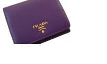 普拉达Prada 2011年紫色斜纹牛皮三折钱包
