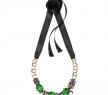 Marni 绿色圆珠缎带项链 - 玛尼