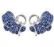 Van Cleef &Arpels高级珠宝蝴蝶系列18K白金镶嵌蓝宝石蝴蝶耳钉 - 梵克雅宝