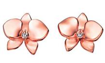 Cartier兰花系列玫瑰金镶钻耳环 - 卡地亚
