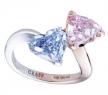 Graff铂金玫瑰金心形粉红钻石配蓝钻石戒指 - 格拉夫珠宝