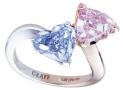 Graff铂金玫瑰金心形粉红钻石配蓝钻石戒指 - 格拉夫珠宝
