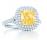 蒂芙尼方形枕形复古改良明亮式艳彩黄钻戒指 - 蒂芙尼