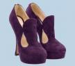 普拉达紫色麂皮艺术高跟鞋