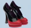 普拉达红黑双色拼接材质玛丽珍鞋