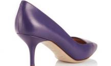 巴利饰方块紫色皮革高跟鞋