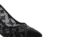 路易·威登饰刺绣黑色拼接高跟鞋