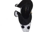 塞尔吉奥·罗西黑白色饰褶皱波点及踝靴