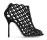 塞尔吉奥·罗西饰水晶黑色镂空高跟及踝凉靴
