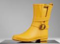 博柏丽黄色束带长筒雨靴