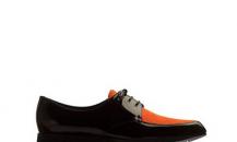 乔治·阿玛尼饰橙色毛皮绑带休闲鞋