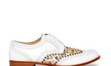 杜嘉班纳金属镶嵌白色皮革休闲鞋