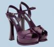 普拉达紫色皮革艺术高跟凉鞋
