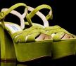 普拉达绿色麂皮粗跟凉鞋