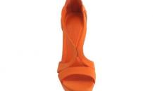 亚历山大·麦昆橙色麂皮艺术高跟凉鞋