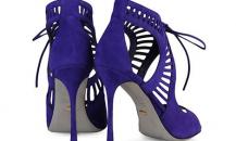 塞尔吉奥·罗西紫色麂皮高跟凉鞋