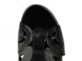 塞尔吉奥·罗西黑色皮革镂空高跟凉鞋