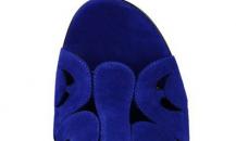 塞尔吉奥·罗西蓝色麂皮镂空高跟凉鞋