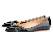 克里斯蒂安·鲁布托黑色饰水钻字母芭蕾舞鞋