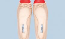 普拉达双色纳帕皮芭蕾芭蕾舞鞋