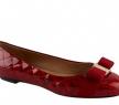 菲拉格慕红色漆皮菱格纹芭蕾舞鞋