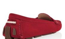 巴利红色麂皮船鞋