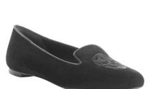亚历山大·麦昆饰骷髅亮片黑色船鞋