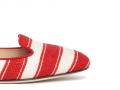 杜嘉班纳红白条纹帆布船鞋