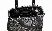 Lady Dior黑白色粗花呢和亮片装饰手提包