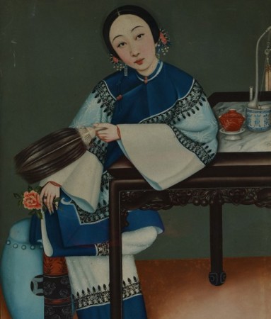 穿越时光的晚清玻璃画仕女图