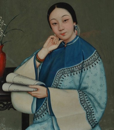 穿越时光的晚清玻璃画仕女图