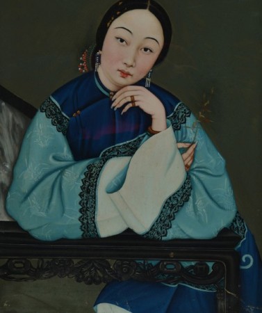 穿越时光的晚清玻璃画仕女图