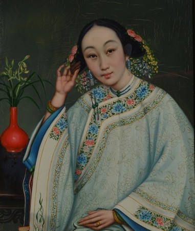 穿越时光的晚清玻璃画仕女图
